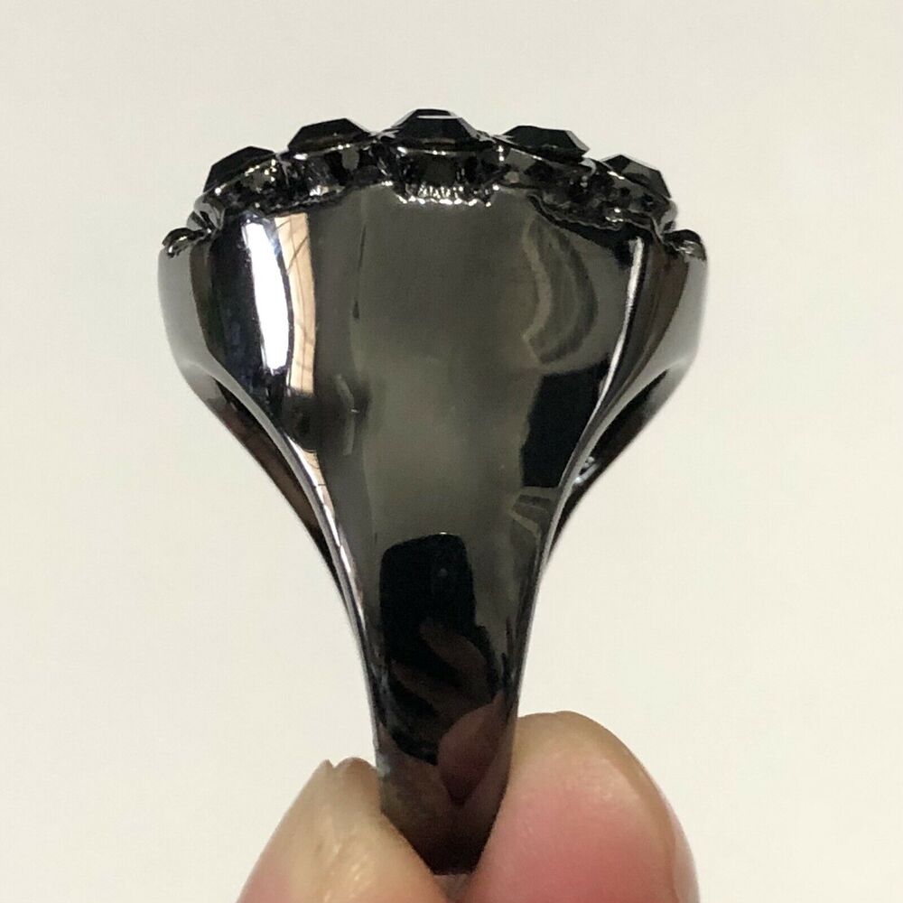 Nwot Premier Designs Jewelry Galaxy Ring Hematite Plated With Crystals Sz 12 View 6